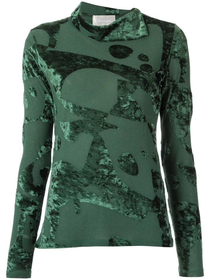 Lilly Sarti - Velvet Panels Top - Women - Polyester/viscose - 40, Green, Polyester/viscose