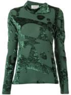 Lilly Sarti - Velvet Panels Top - Women - Polyester/viscose - 40, Green, Polyester/viscose