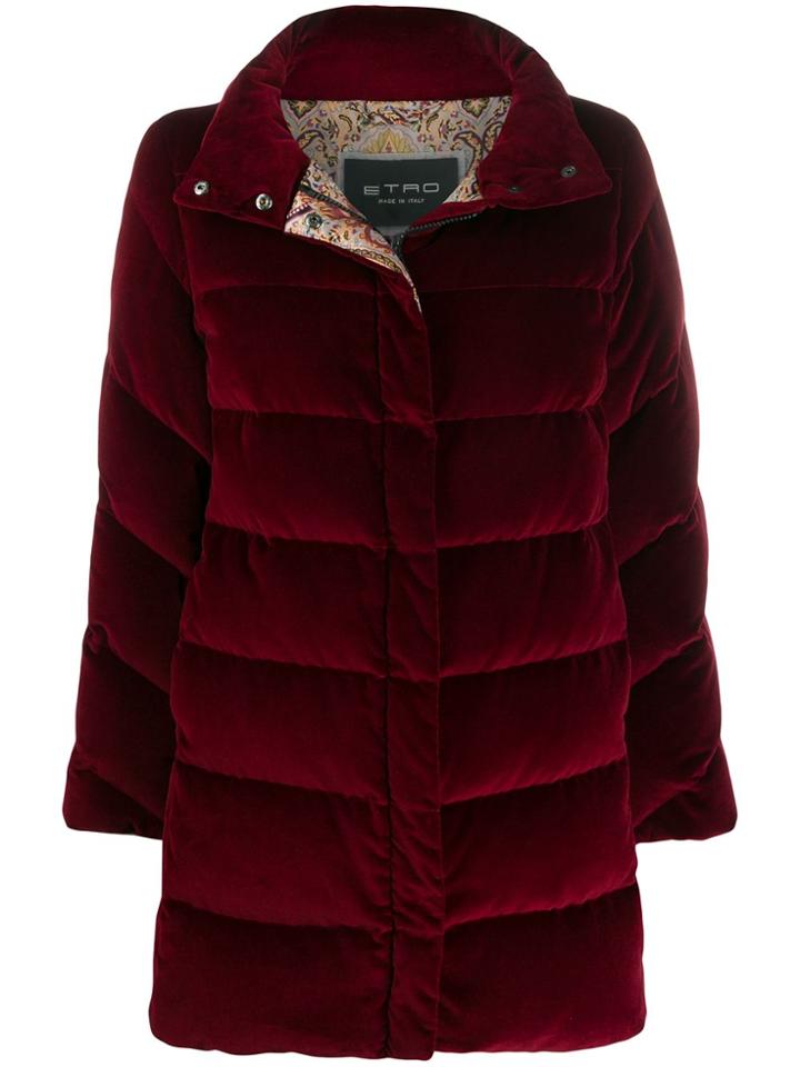 Etro Padded Zip Up Coat - Red