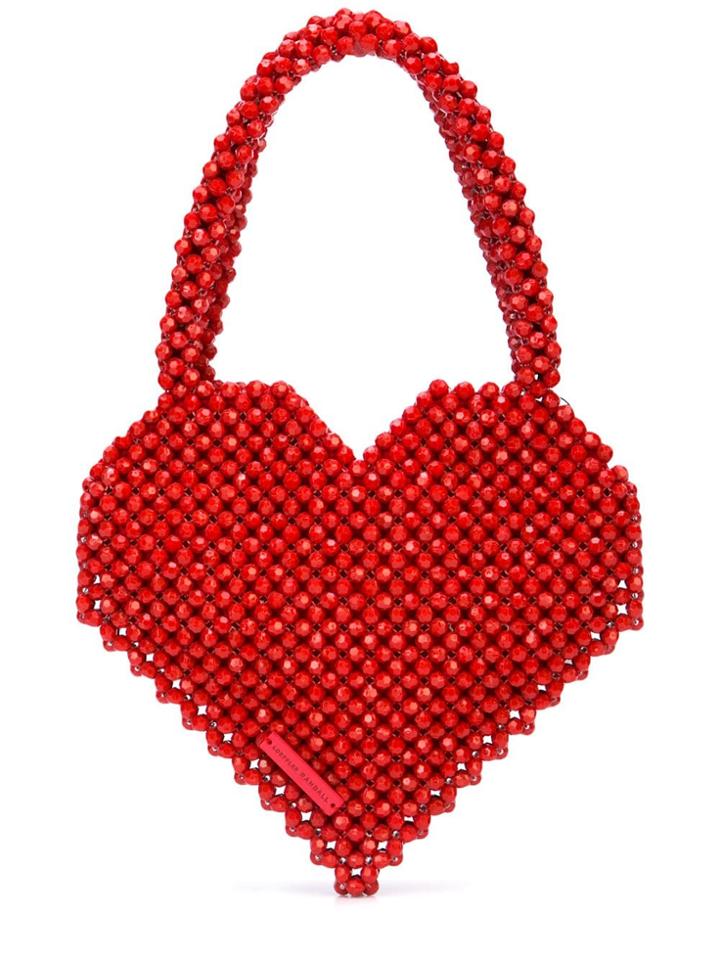 Loeffler Randall Beaded Heart Tote - Red