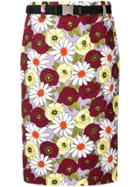 Prada Flower Print Denim Skirt - Purple