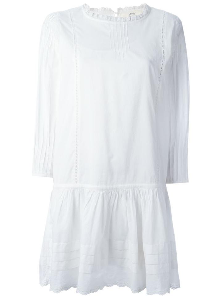 Vanessa Bruno Athé Scalloped Flared Hem Dress, Women's, Size: 38, White, Cotton