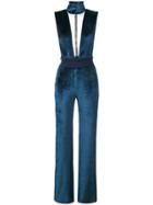Galvan Fitted Plunge Jumpsuit - Blue