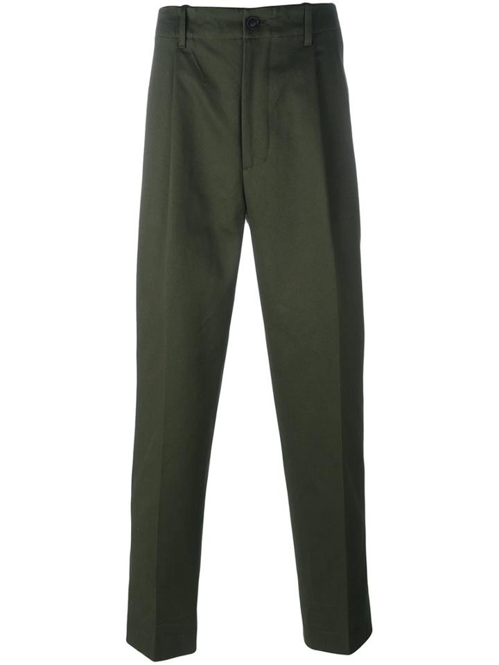 Casely-hayford Pleated Tapered Trousers, Men's, Size: 38, Green, Cotton/cupro