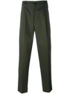 Casely-hayford Pleated Tapered Trousers, Men's, Size: 38, Green, Cotton/cupro