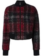 Dkny - Rose Plaid Bomber Jacket - Women - Acrylic/polyester/viscose/wool - Xs, Red, Acrylic/polyester/viscose/wool