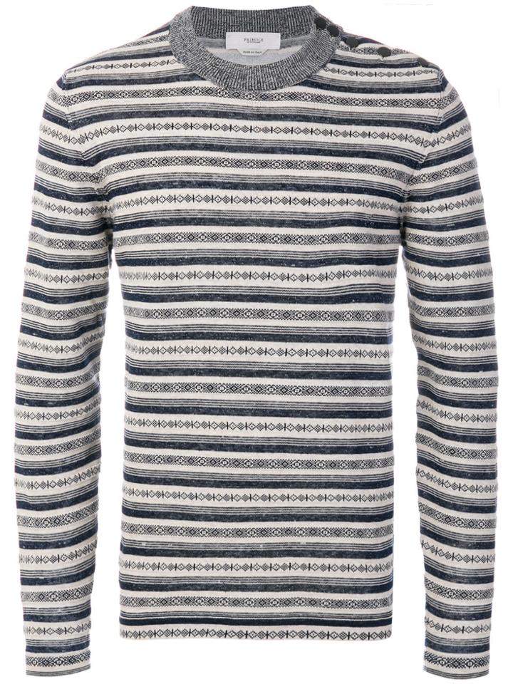 Pringle Of Scotland Sanquhar Stripe Jumper - Blue