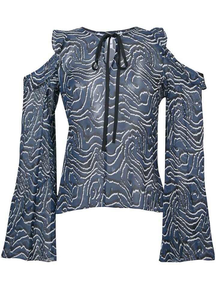 Derek Lam 10 Crosby - Cut-detail Blouse - Women - Silk - 4, Blue, Silk