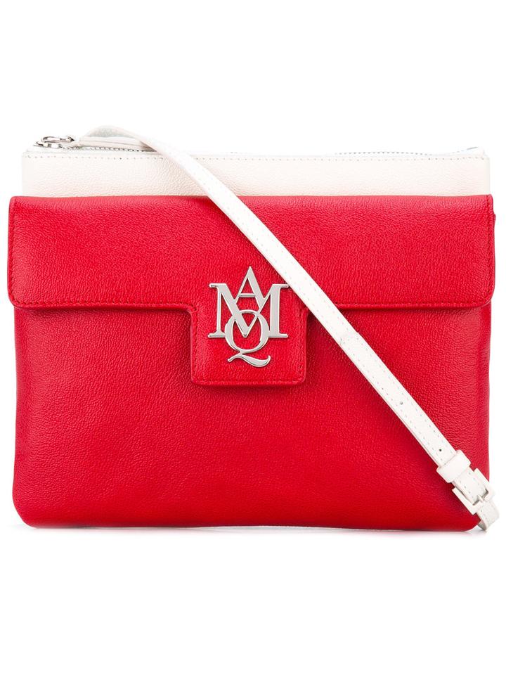 Alexander Mcqueen Insignia Contrast Panel Satchel, Women's, Red, Bos Taurus