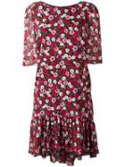 Saint Laurent - Floral Print Babydoll Dress - Women - Silk - 38, Red, Silk