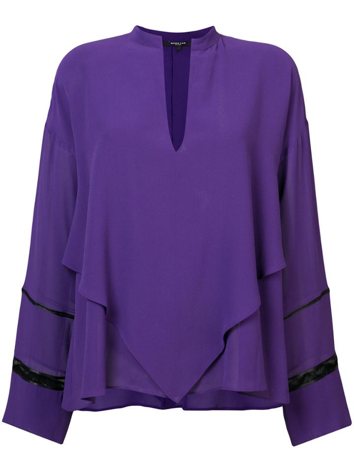 Derek Lam Lace Inset Handkerchief Blouse - Pink & Purple