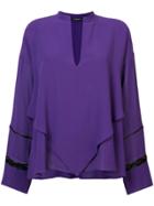 Derek Lam Lace Inset Handkerchief Blouse - Pink & Purple
