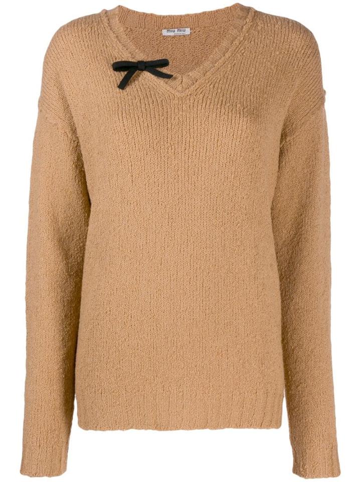 Miu Miu Bow Detail Jumper - Neutrals