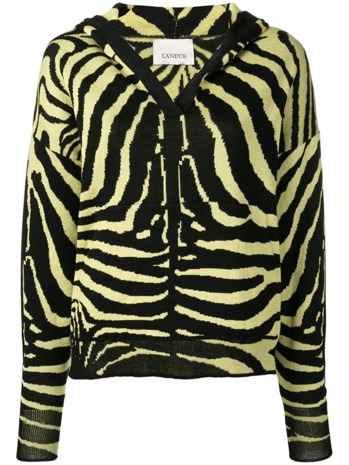 Laneus Zebra Print Hooded Jumper - Yellow