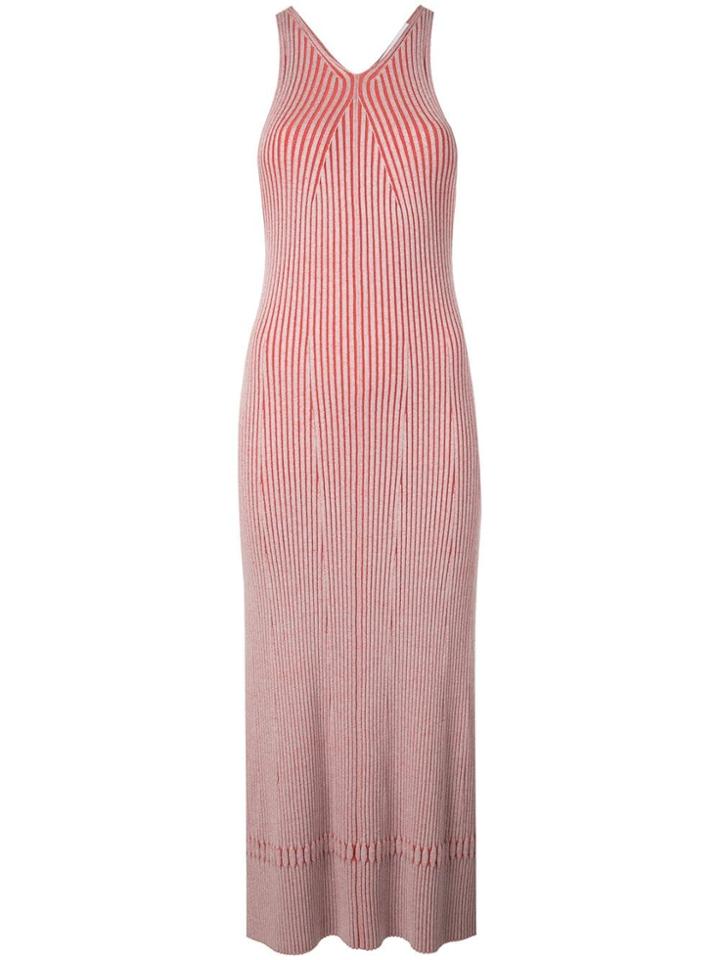 Proenza Schouler White Label Sleeveless Rib Knit Long Dress - Red