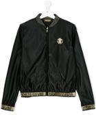 Roberto Cavalli Kids Logo Embroidered Bomber Jacket - Black