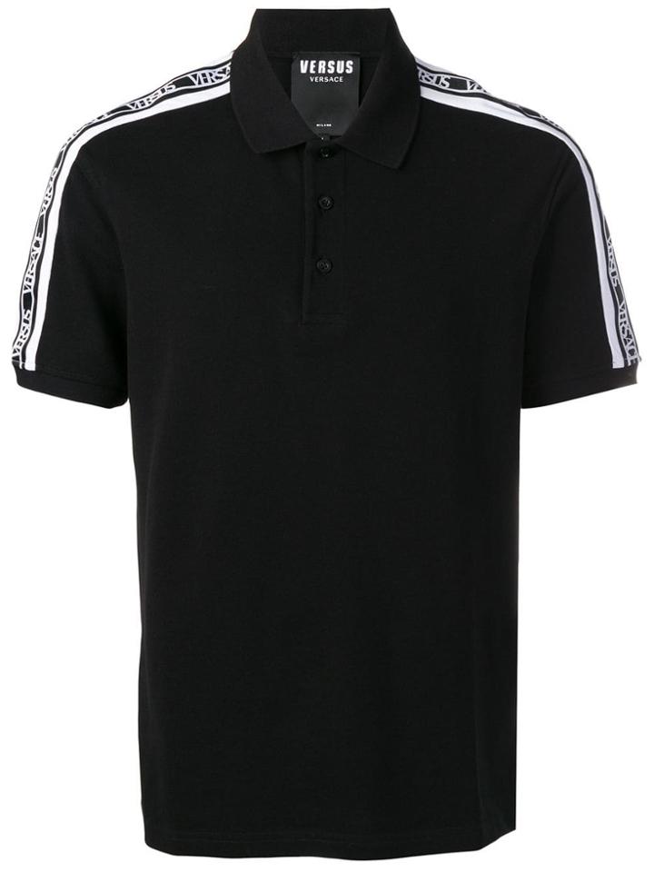 Versus Logo Stripe Polo Shirt - Black