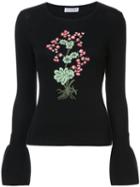 Altuzarra - Bovray Embroidery Trumpet Sleeve Sweater - Women - Spandex/elastane/wool - S, Blue, Spandex/elastane/wool