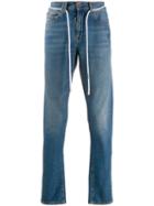 Off-white Drawstring Belt Slim-fit Denim Jeans - Blue