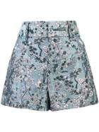 Alice+olivia Floral High Waisted Shorts - Blue