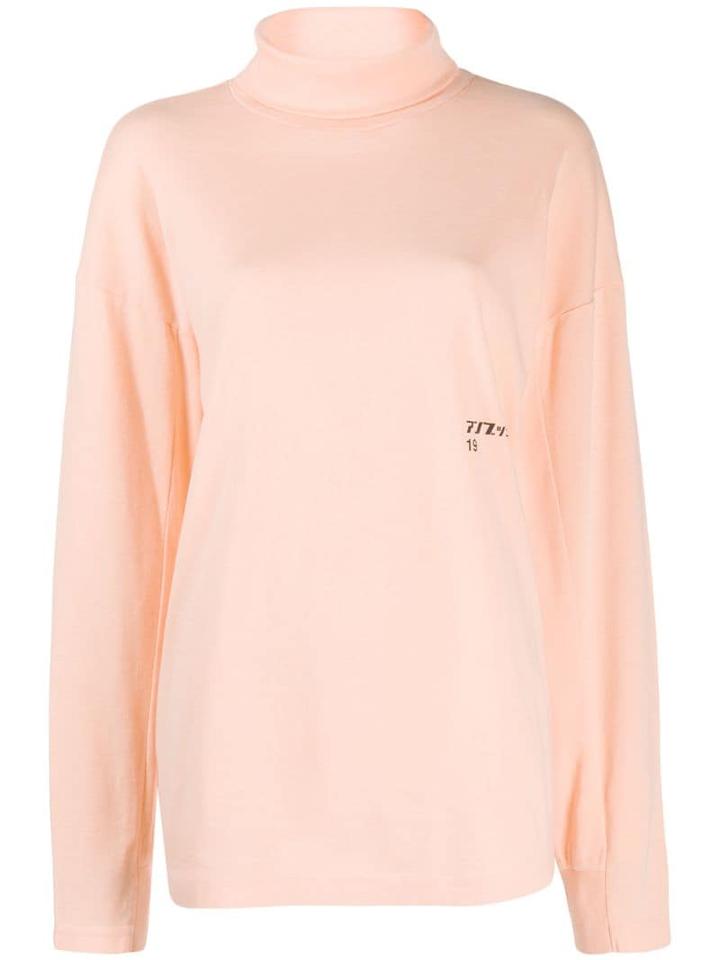 Ambush Print Turtle Neck Sweatshirt - Pink