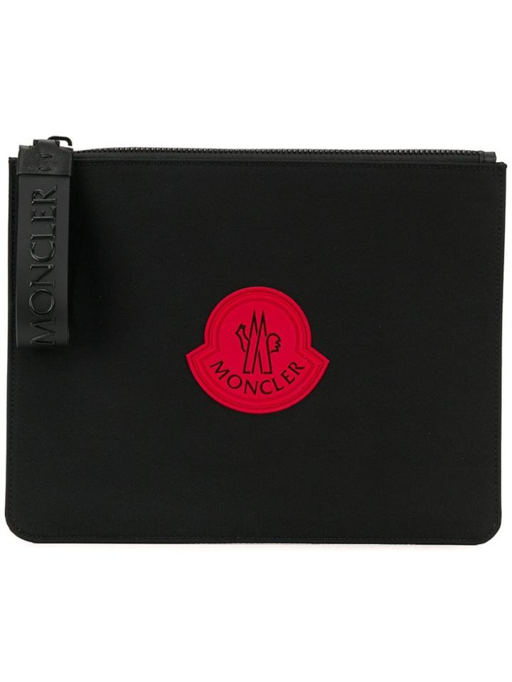 Moncler Logo Patch Pouch Bag - Black