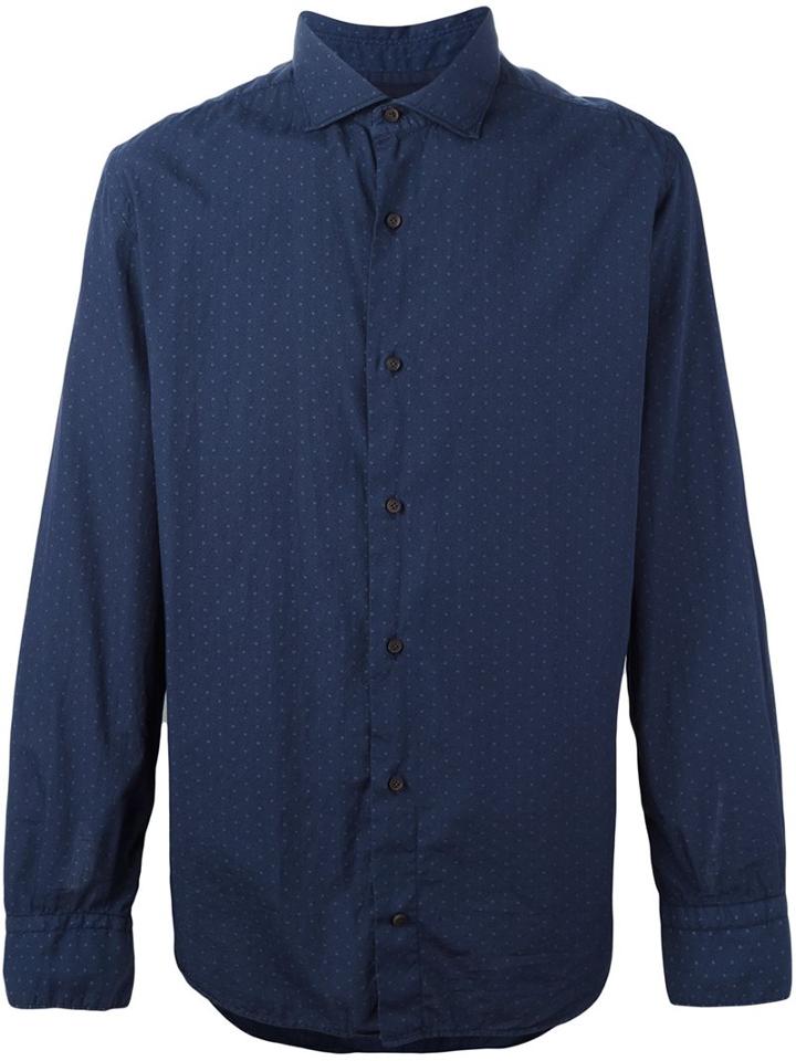 Eleventy Floral Print Shirt, Men's, Size: 41, Blue, Cotton