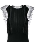 Valentino - Lace Insert Knitted Top - Women - Cotton/polyamide/virgin Wool - S, Women's, Black, Cotton/polyamide/virgin Wool