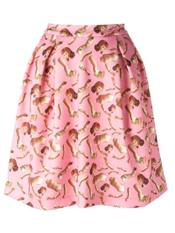 Giorgia Fiore Doll Print Skirt, Women's, Size: 38, Pink/purple, Polyester/spandex/elastane