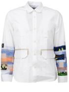 Junya Watanabe Comme Des Garçons Man Patchwork Sleeve Shirt, Men's, Size: S, White, Cotton/linen/flax/rayon
