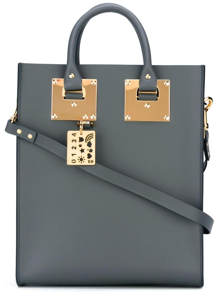 Sophie Hulme Stylised Stud Detail Shoulder Bag - Grey