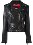 Diesel Belted Biker Jacket, Women's, Size: Xxs, Black, Calf Leather/polyester