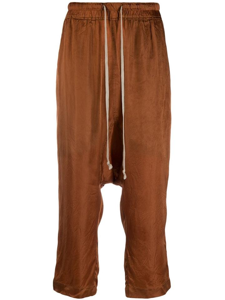 Rick Owens Crinkled Satin Trousers - Brown