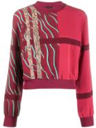 Just Cavalli Contrast Panelled Stripe Sweatshirt - Red