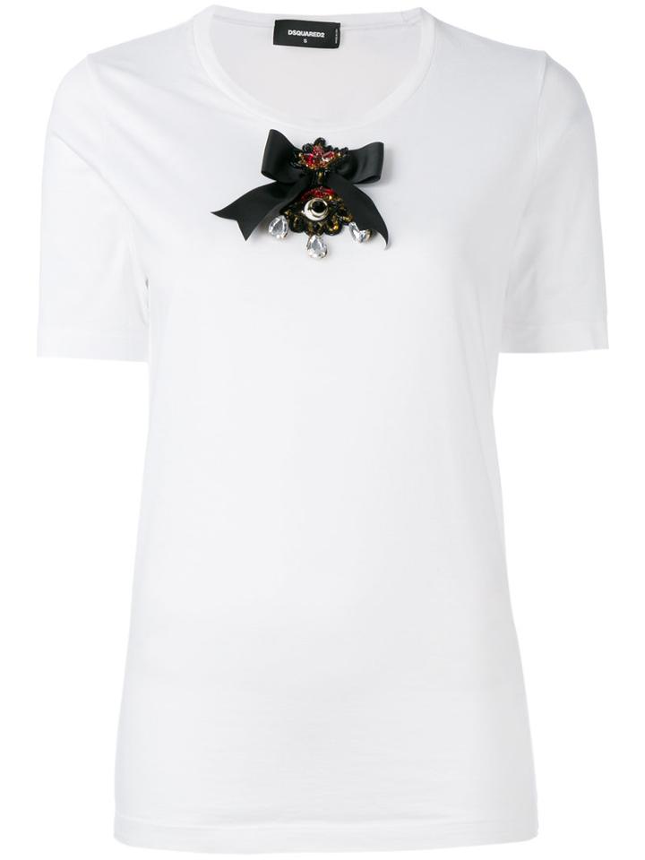 Dsquared2 - Bow Detail T-shirt - Women - Cotton - S, Women's, White, Cotton