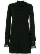 Ermanno Scervino - Ruffle Trim Knitted Dress - Women - Cotton/polyester/virgin Wool - 44, Black, Cotton/polyester/virgin Wool