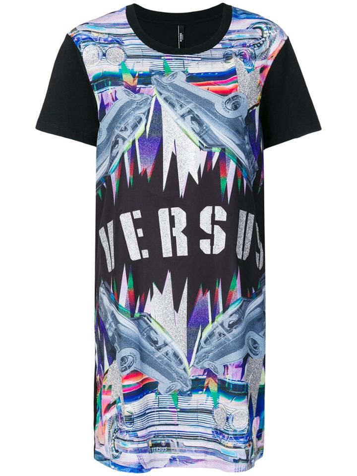 Versus Car Print T-shirt Dress - Multicolour