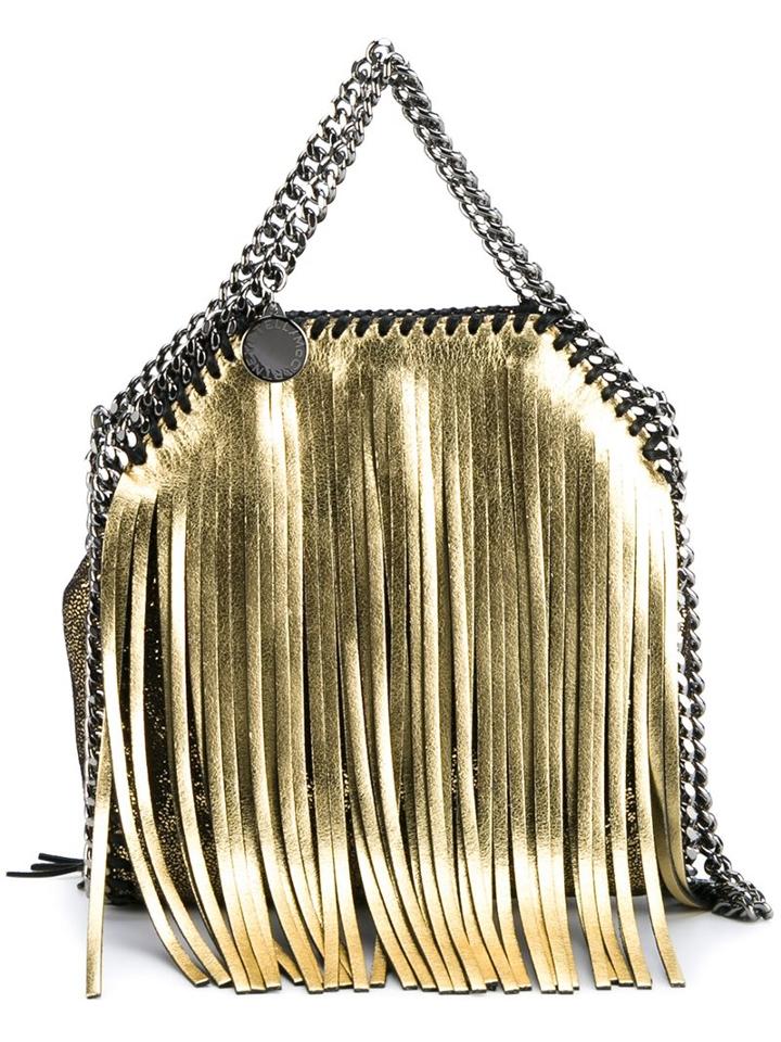 Stella Mccartney 'falabella' Tiny Fringe Faux Leather Bag, Women's, Grey