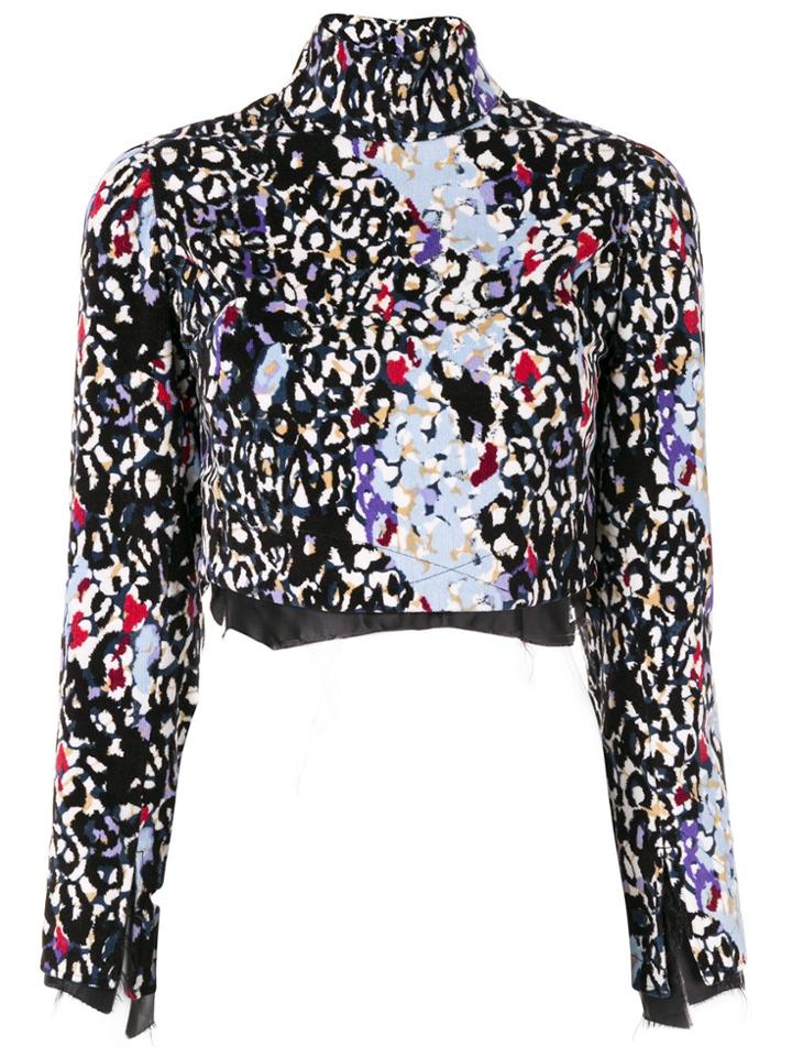 Sulvam Abstract Print Crop-top - Blue