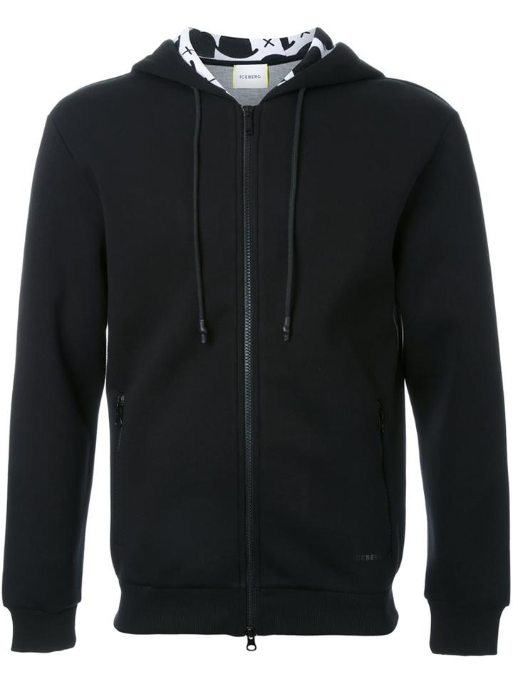 Iceberg Zipped Hoodie, Men's, Size: Small, Black, Polyester/viscose