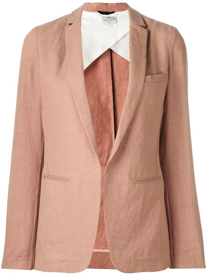 Forte Forte Welt Pockets Blazer, Women's, Size: 0, Pink/purple, Cotton/linen/flax