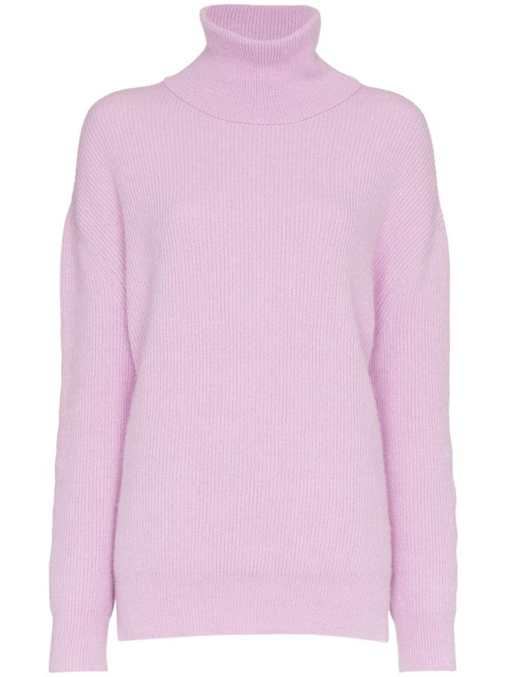 Nanushka Motta Turtle Neck Ribbed Angora Merino Blend Jumper - Purple