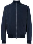 Barba Zip Up Bomber Jacket, Men's, Size: 52, Blue, Leather