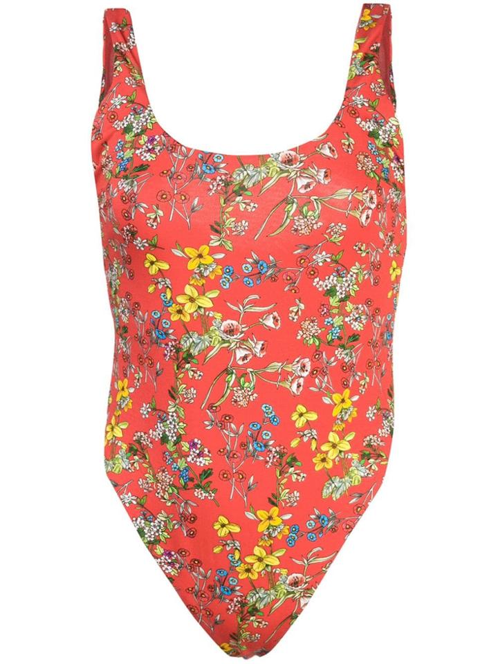 Alice+olivia Arona Low Scoop Bodysuit - Red