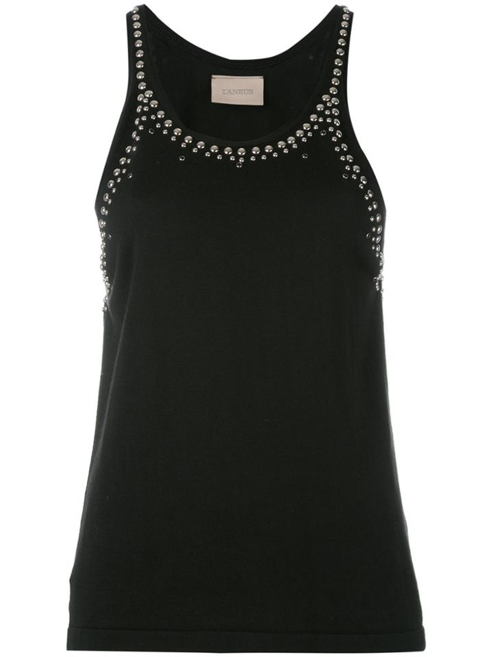 Laneus Studded Trim Vest Top - Black