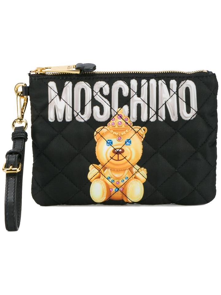 Moschino Small Quilted Pouch, Women's, Black, Nylon/leather