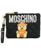 Moschino Small Quilted Pouch, Women's, Black, Nylon/leather