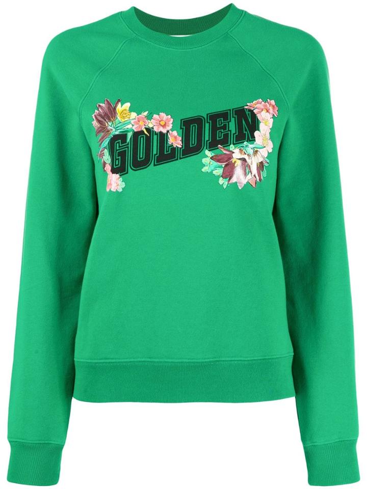 Golden Goose Floral Logo Print Sweatshirt - Green
