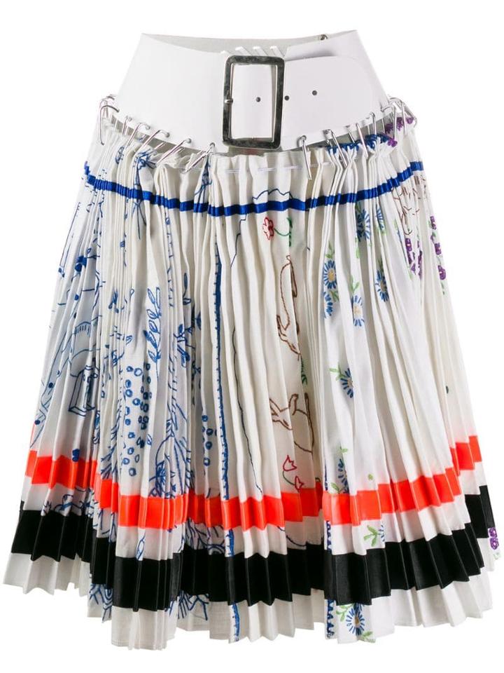 Chopova Lowena Belted Pleated Skirt - White