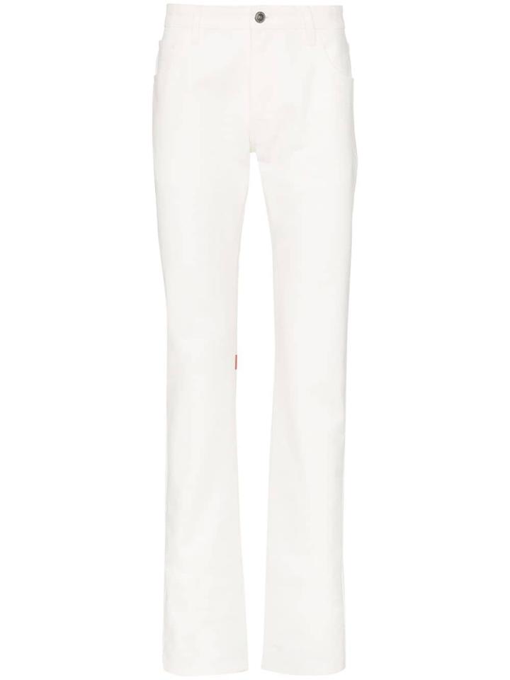 Raf Simons Straight Leg Logo Patch Jeans - White